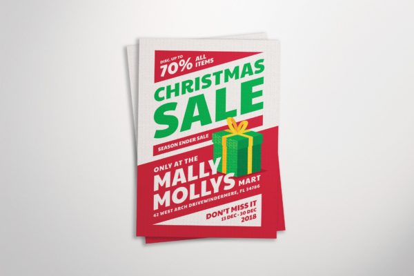 圣诞节促销活动周广告海报传单模板 Christmas Sale Flyer