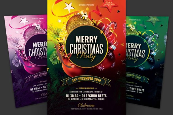 圣诞节音乐舞蹈活动海报传单设计模板 Merry Christmas Party Flyer
