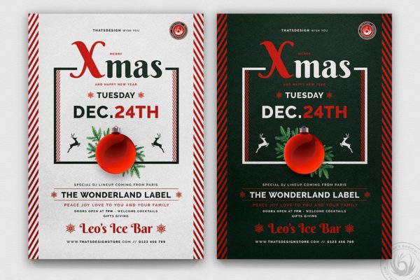 圣诞节平安夜活动主题海报传单设计模板v12 Christmas Eve Flyer Template V12