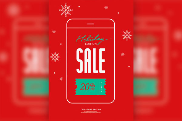 大红色圣诞/新年购物销售活动广告海报psd素材