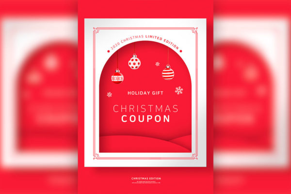 圣诞/新年活动邀请大红色海报传单设计素材