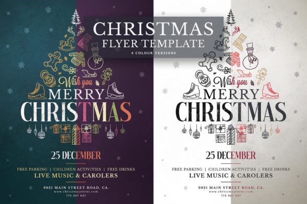 圣诞节庆祝主题海报传单设计模板v5 Christmas Flyer Template Vol.5