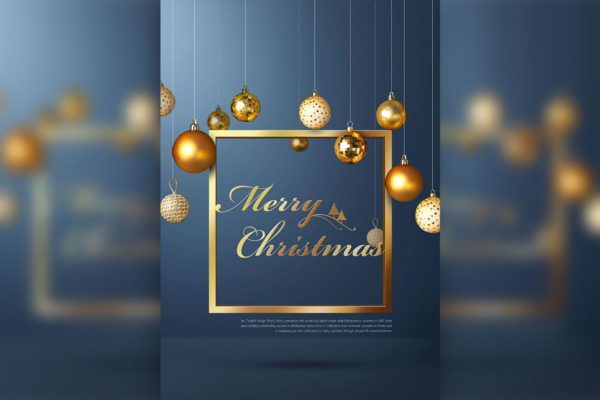 圣诞装饰球圣诞节日问候海报模板psd素材