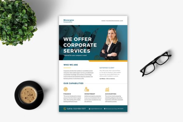 理财规划公司宣传单设计模板 Corporate Service Flyer