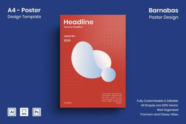 极简设计风格几何图形创意海报设计模板 Barnabas Poster Design