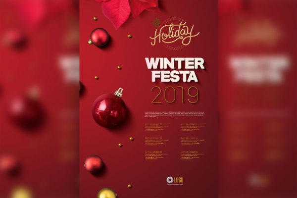 冬季圣诞聚会活动宣传海报psd模板
