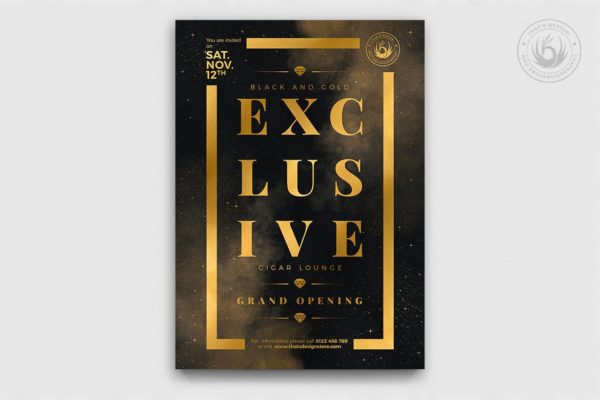 黑金配色奢华海报传单设计模板v14 Black and Gold Flyer Template V14