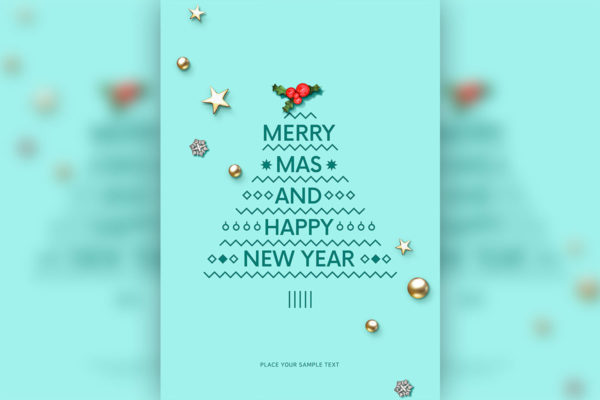 圣诞新年快乐问候祝福主题海报设计模板