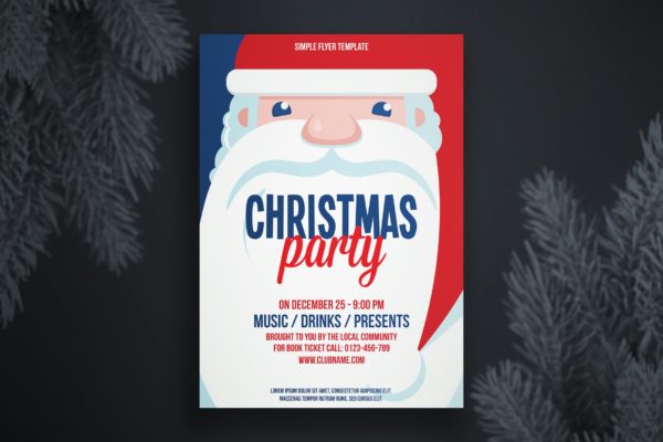 圣诞老人卡通手绘背景圣诞节海报传单模板 Christmas flyer template