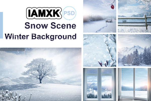 冬季雪景背景图片psd素材合集