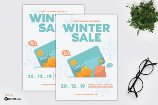 冬日年终大促广告海报传单设计模板 Winter Sale – Flyer GR