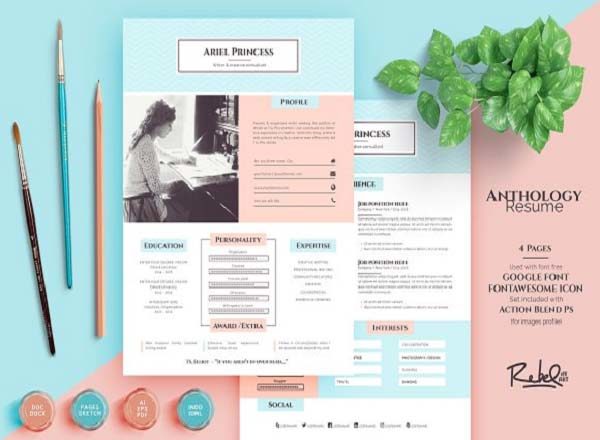 温馨彩色特色高端简历设计模板