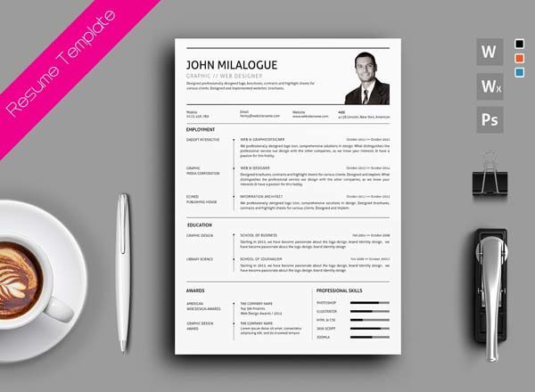 一款简洁清晰的高端简历设计模版[psd，doc]