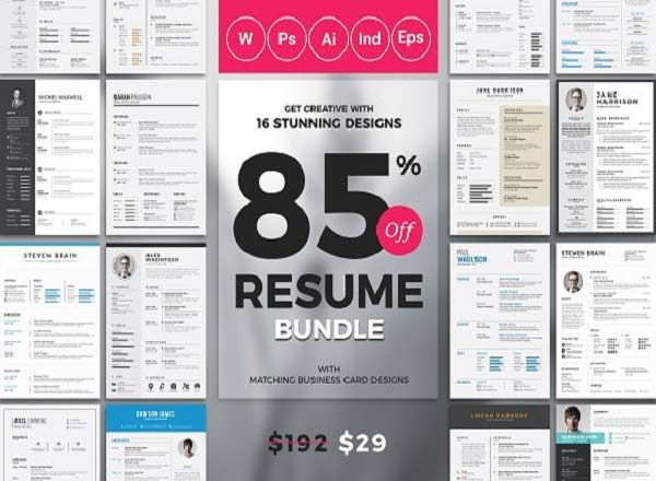 第一素材下午茶：价值192美元的畅销高端高端简历设计模板大礼包