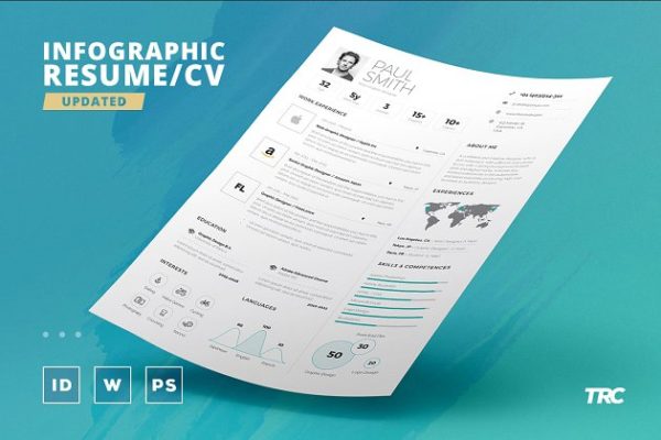 信息图表类型高端简历设计模板 Infographic Resume/Cv Template Vol.6