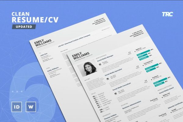 简洁专业全面高级高端简历设计模板 Clean Resume/Cv Template Volume 6