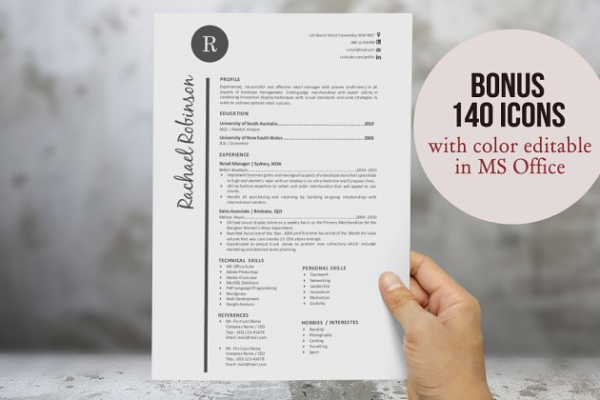 即拿即用经典简约高端简历设计模板 Simple resume for MS Word