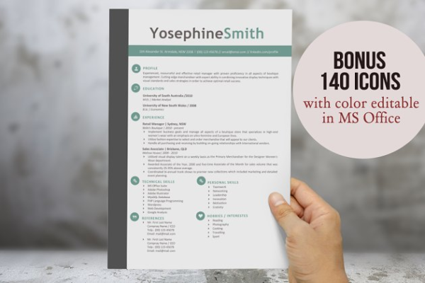 2合一带边栏高端简历设计模板 Left bar 2 in 1 resume template