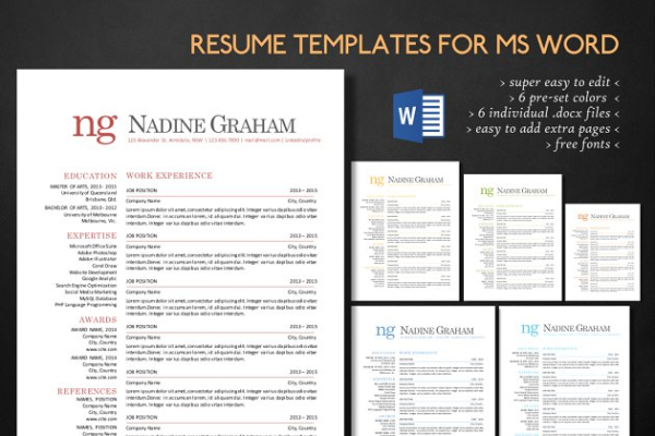 经典排版超级简约 Word 格式高端简历设计模板 Super clean typography Word resume