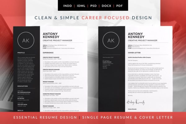 简约实用基础高端简历设计模板 Antony – Essential Resume