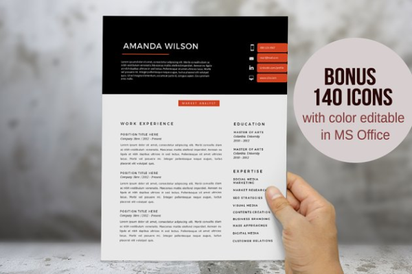 二合一经典排版高端简历设计模板 Elegant 2 in 1 Word resume template