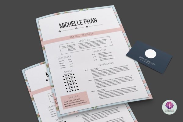 花卉高端简历设计模板 Floral resume template