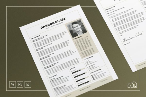 复古经典表格式高端简历设计模板 Dawson – Resume/CV