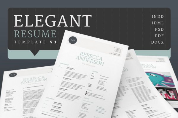 经典实用的求职高端简历设计模板V1 Elegant Resume/CV Version 1