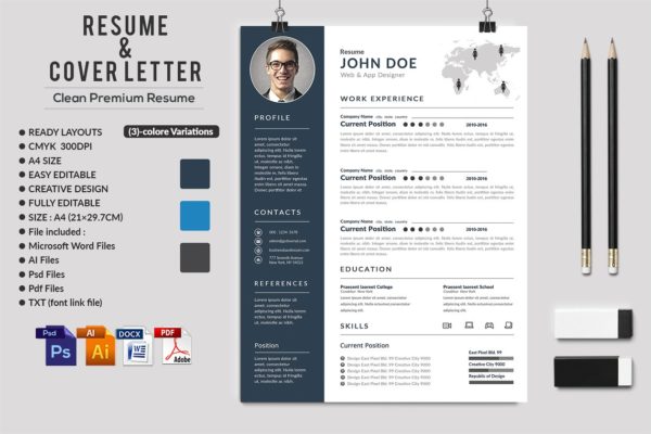 经典实用黑白色高端简历设计模板 Resume