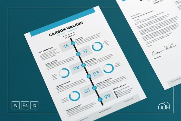 对称式排版电子高端简历设计模板 Carson – Resume/CV