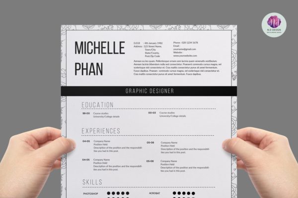 现代电子高端简历设计模板 Modern 1 page resume