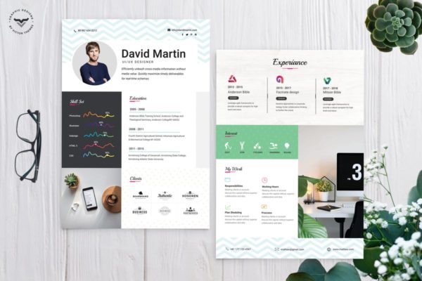 创意UX/UX设计师信息图表工作高端简历设计模板 UI/UX Designer CV Template