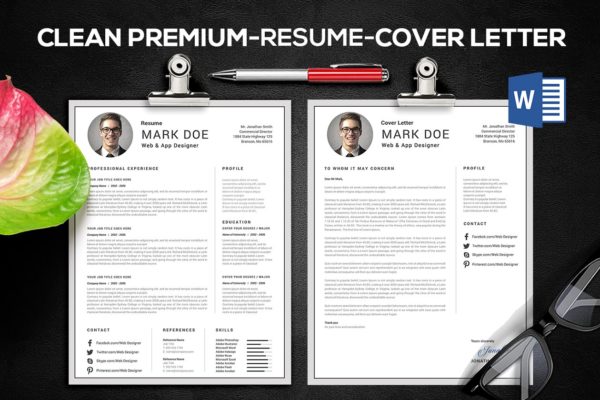 极简标准应聘简历&介绍信设计模板 Resume