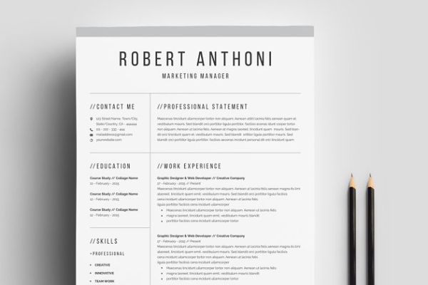 清新简约专业个人简历电子高端简历设计模板 Clean Professional Resume Template