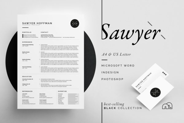 简约设计风个人电子高端简历设计模板 Sawyer – Resume/CV
