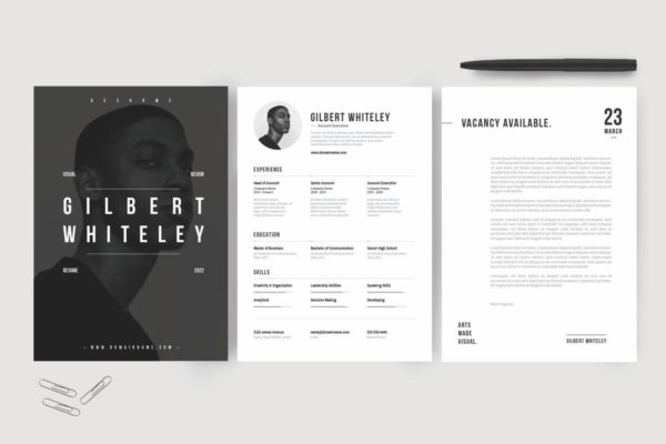 极简创意个人简历设计模板 Creative Resume & CV Template