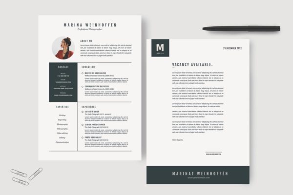 极简主义的求职高端简历设计模板 Minimal Resume & CV Template