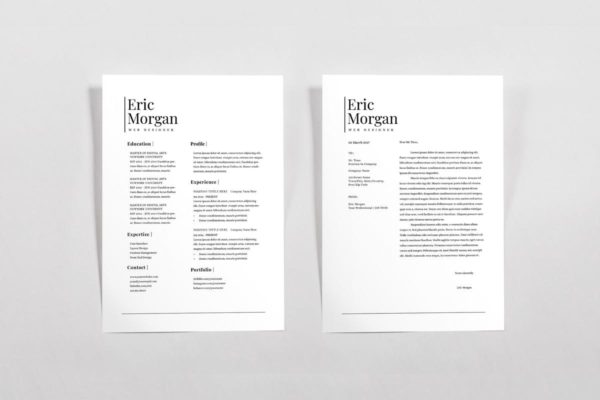 超级简约风格个人简历&介绍信模板 Resume & Letterhead