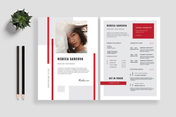 现代简约风格求职简历/个人高端简历设计模板V9 Clean Resume / CV Template 09