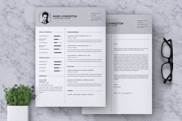 律师/律师助理职业应聘高端简历设计模板 Corporate Lawyer CV Resume