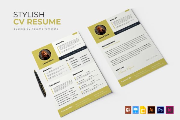 图形设计专家个人电子简历设计模板 Stylish | CV & Resume