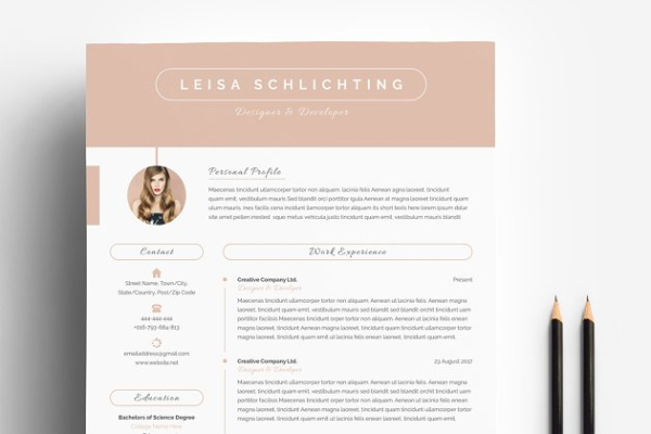 现代简洁的求职高端简历设计模板  Modern Resume/CV 3-Pages