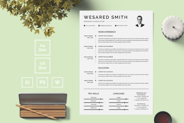 黑白设计风格个人简历/介绍信设计模板v13 Resume Template 13