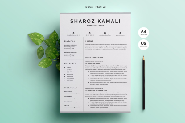 精致优雅的Word简历及求职信模板 Word Resume & Cover Letter