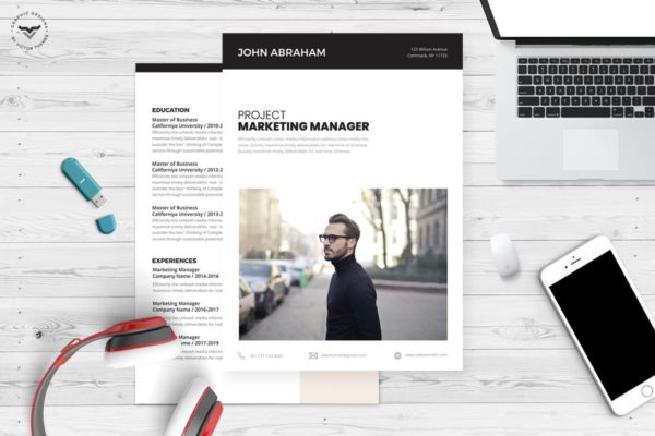 项目营销管理项目经理应聘高端简历设计模板 Professional CV Template