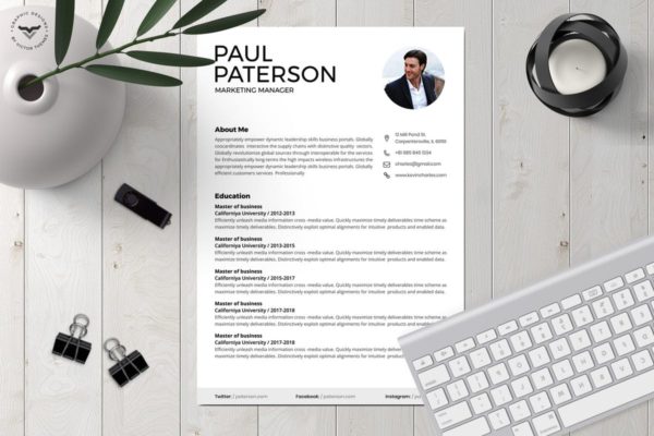 市场营销经理应聘高端简历设计模板 Corporate CV Template