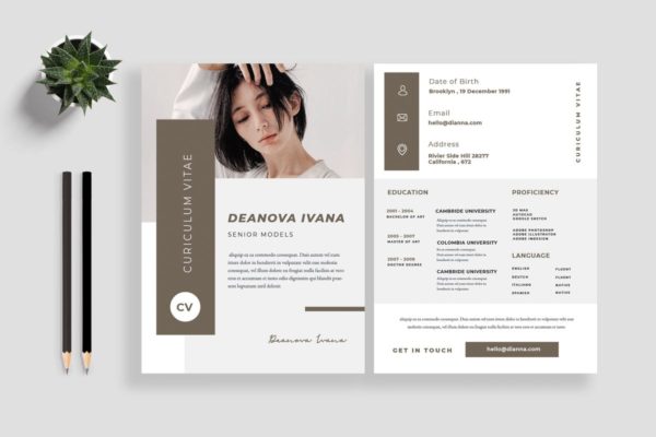 简约风格个人求职电子高端简历设计模板V10 Clean Resume / CV Template 10