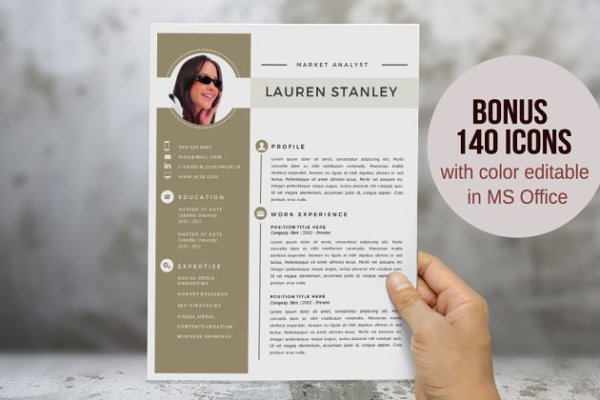 优雅的二合一高端简历设计模板  Elegant 2 in 1 Word resume template