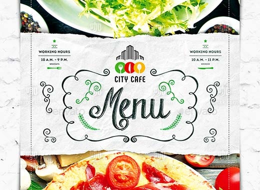 咖啡厅菜单设计PSD模板素材下载City Cafe Menu Template[psd]