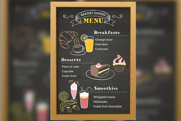 面包店菜单黑板 Bakery menu blackboard